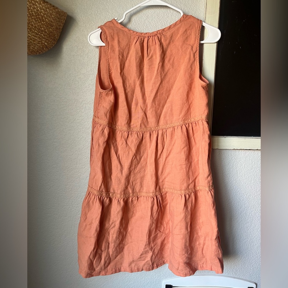 Lucky Brand Ruffle Tiered Dress Coral V Neck - Picture 2 of 4